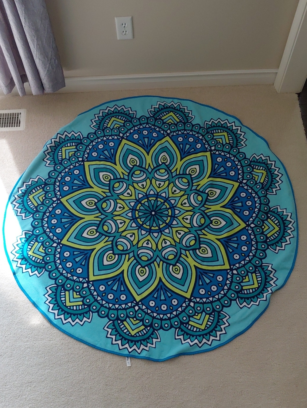 Rue Bleu Swim Beach Round Oversized Colorful New Blue Green Pattern Towel. 55in